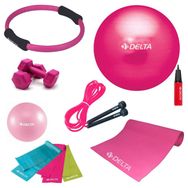 Delta 4 mm 65x20 cm Minderli PFS Fuşya Full Pilates Seti