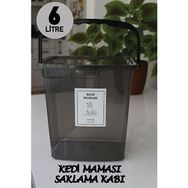 Dem Home Kedi Maması Saklama Kabı 6 Litre Antrasit Renk Plastik Düzenleyici Saklama Kabı