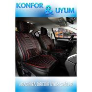 Deniz Tuning Bmw 5 Serisi 525 5 Parça Set Royal Siyah Kırmızı Deri Oto Koltuk Kılıfı