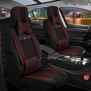 Deniz Tuning bmw 5 Serisi 528 5'li Set Tam Takım Urban Siyah Kırmızı Lüx Deri Oto Koltuk Kılıfı