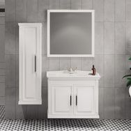 Denko Albatros 80 cm Mdf Beyaz Banyo Dolabı Takımı ve Boy Dolabı