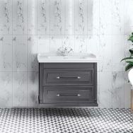 Denko Albatros 80 cm Mdf Gri Banyo Dolabı Alt Modül ve Lavabo