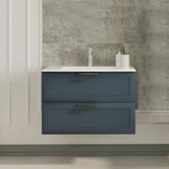 Denko Beyoğlu 75 cm Mdf Mat Lacivert Banyo Dolabı Alt Modül ve Lavabo