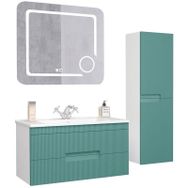 Denko Galata 85 cm Mdf Yeşil Banyo Dolabı Takımı ve Boy Dolabı