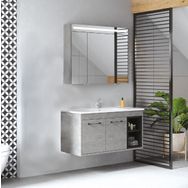 Denko Latte 100 cm Mdf Retro Gümüş Banyo Dolabı Takımı