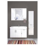 Denko Lotus 100 cm Mdf Üzeri Lake Banyo Takımı ve Boy Dolabı