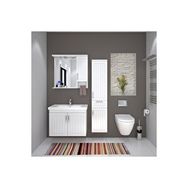 Denko Lotus 80 cm Mdf Üzeri Lake Banyo Takımı ve Boy Dolabı