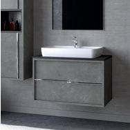 Denko Matia 80 cm Mdf Retro Gümüş Banyo Dolabı Alt Modül ve Lavabo