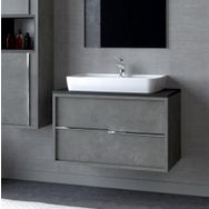Denko Matia 80 cm Mdf Retro Gümüş Banyo Dolabı Alt Modül ve Lavabo