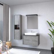 Denko Matia 80 cm Mdf Retro Gümüş Banyo Dolabı Takımı ve Boy Dolabı