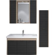 Denko Mostar 90 cm Siyah Banyo Dolabı Takımı Ve Boy Dolabı