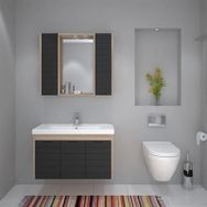 Denko Mostar 90 cm Siyah Banyo Dolabı