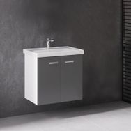 Denko Terra 60 cm Mdf Antrasit Gri Banyo Dolabı Alt Modül ve Lavabo