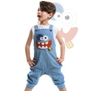 Denokids Mavi Yeah Gabardin Erkek Çocuk Tulum
