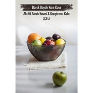 Depa 3,3 lt Akrilik Barok Füme Büyük Kare Meyve Salata Kasesi