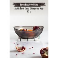 Depa 3,3 lt Akrilik Barok Füme Büyük Oval Meyve Salata Kasesi