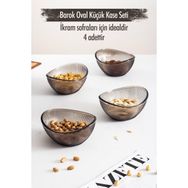 Depa Akrilik Barok Füme Oval 4'lü Küçük Kase Seti
