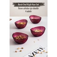 Depa Akrilik Barok Mürdüm Oval 4'lü Küçük Kase Seti