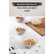 Depa Akrilik Barok Şeffaf Kare 4'lü Küçük Kase Seti Çerezlik