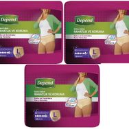 Depend 3 Paket 10'lu Large-Büyük Emici Külot Kadın Hasta Bezi