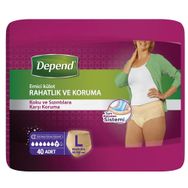 Depend L Büyük Boy 95-130 cm 10'lu 4 Paket Emici Külot