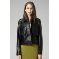 Dericlub VGN1 Siyah Crop Fit Gerçek Deri Kadın Mont