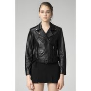 Dericlub WM021 Biker Siyah Deri Kadın Mont