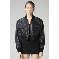 Dericlub WM036 Ribanalı Gerçek Deri Crop Mont