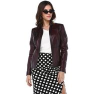 Dericlub YB-2085 Bordo Hakiki Kuzu Derisi Kadın Mont