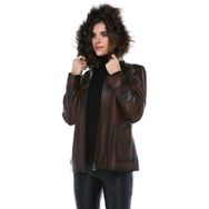Dericlub YB-2096 Camel Kuzu Derisi Kadın Mont