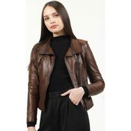 Dericlub YB-2120 Camel Battal Deri Kadın Mont