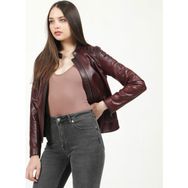 Dericlub YB-2156 Bordo Deri Kadın Mont