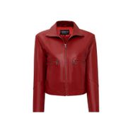 Derimod 25WGE5611R3 Dolores Kadın Kırmızı Devrik Yaka Oversize Deri Ceket
