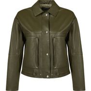 Derimod 26SGD5633S7 Madlen Kadın Haki Yeşil Oversize Deri Ceket