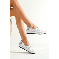 Deripabuc DP16-0066 Hakiki Deri Beyaz Kadın Casual Ayakkabı
