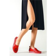 Deripabuc DP16-0066 Hakiki Deri Kırmızı Kadın Deri Casual Ayakkabı