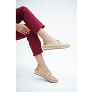 Deripabuc DP16-0066 Hakiki Deri Yeni Bej Kadın Deri Casual Ayakkabı
