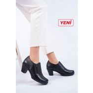 Deripabuc DP37-1104 Hakiki Deri Siyah Kadın Deri Casual Ayakkabı