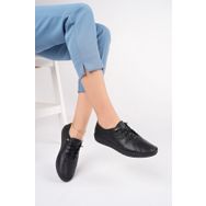 Deripabuc DP62-8001 Hakiki Deri Siyah Kadın Deri Casual Ayakkabı