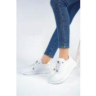 Deripabuc DP71-0110 Hakiki Deri Beyaz Kadın Sneaker Spor Ayakkabı