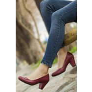 Deripabuc TRC-1073 Bordo Kadın Topuklu Ayakkabı