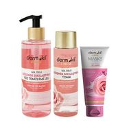 Dermokil Gül Özlü 200 ml Tonik + Gül Özlü 400 ml Yüz Temizleme Jeli + Gül Özlü 75 ml Maske