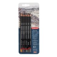 Derwent 6'lı Set Tinted Charcoal Sulandırılabilen Renkli Füzen Kalem
