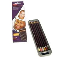 Derwent Coloursoft Pencils Skintones Yumuşak Ten Renkleri 6`lı Teneke Kutu Kuruboya Kalemi