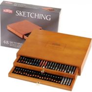 Derwent Sketching Pencils Seti 48`li Ahşap Kutu Çizim Kalemi