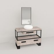 Deryawood Beyaz Eskitme Aves Ahşap Çekmeceli Banyo Dolabı