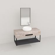 Deryawood Beyaz Eskitme Wind Ahşap Banyo Rafı