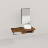 Deryawood Ceviz Pürüzsüz Genüs Ahşap Banyo Rafı