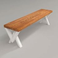 Deryawood Hestia 37x200x45 cm Beyaz Ayak Masif Ahşap Bank