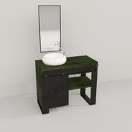 Deryawood Yeşil Eskitme Ordo Ray Kapak Banyo Dolabı